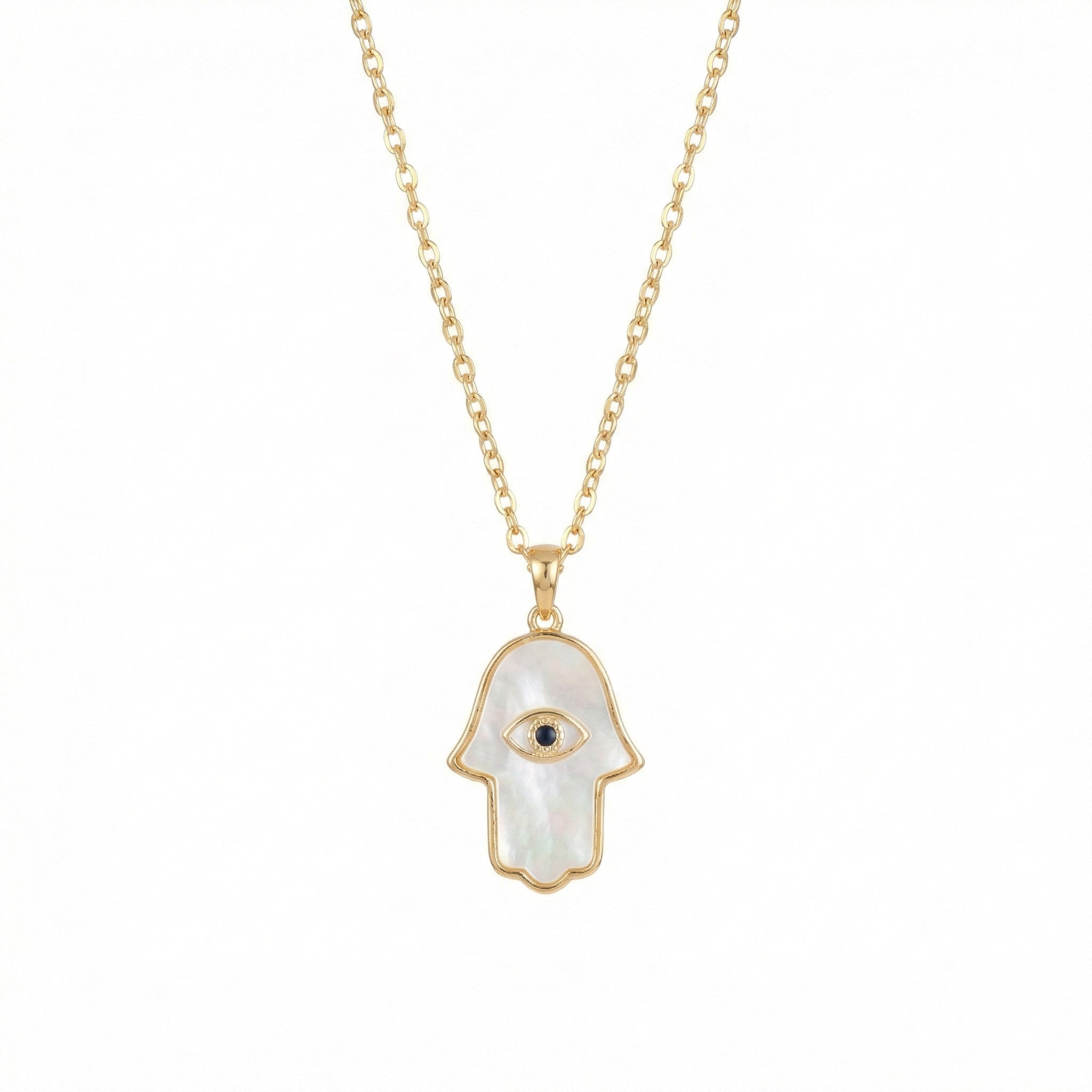 Enamel Hamsa  Pendant Necklace