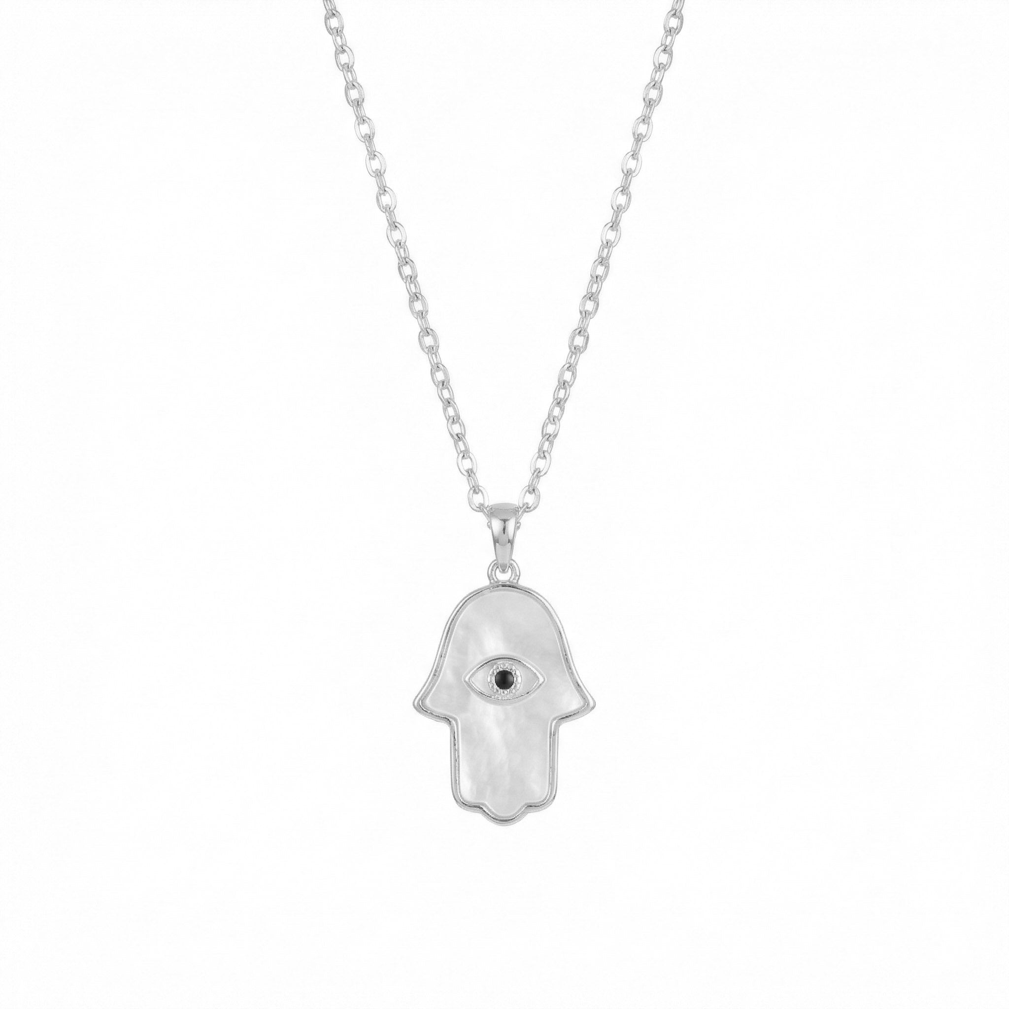 Enamel Hamsa  Pendant Necklace