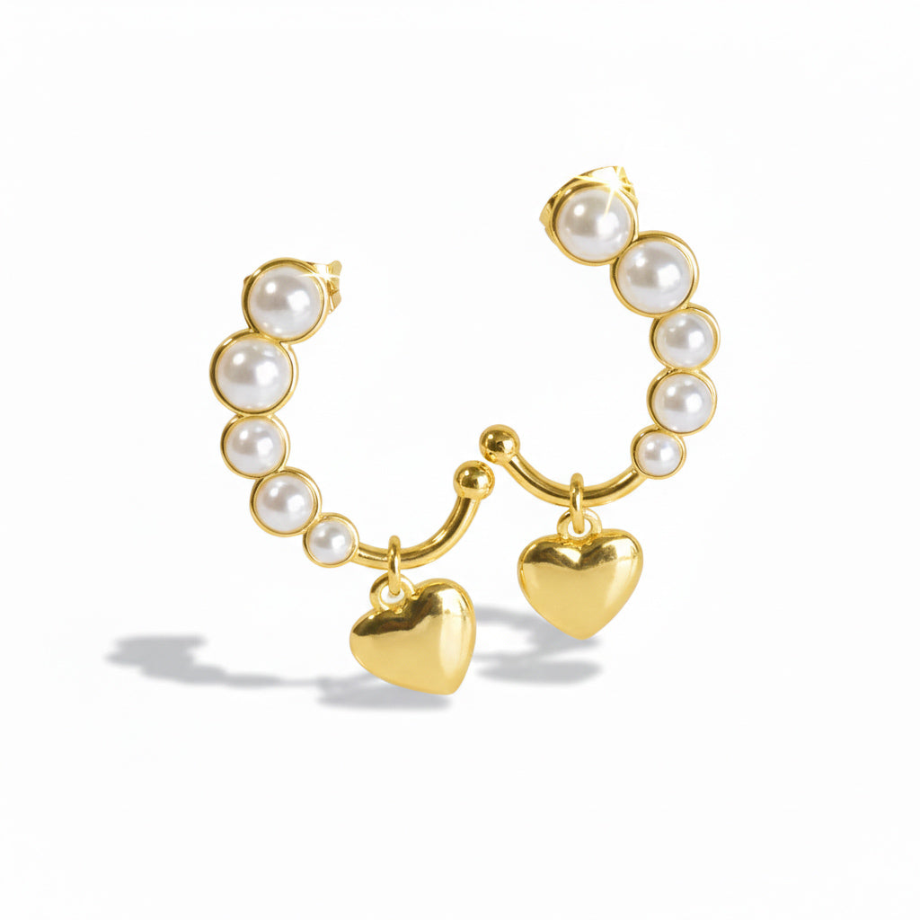 Heart Drop Pearl Earrings