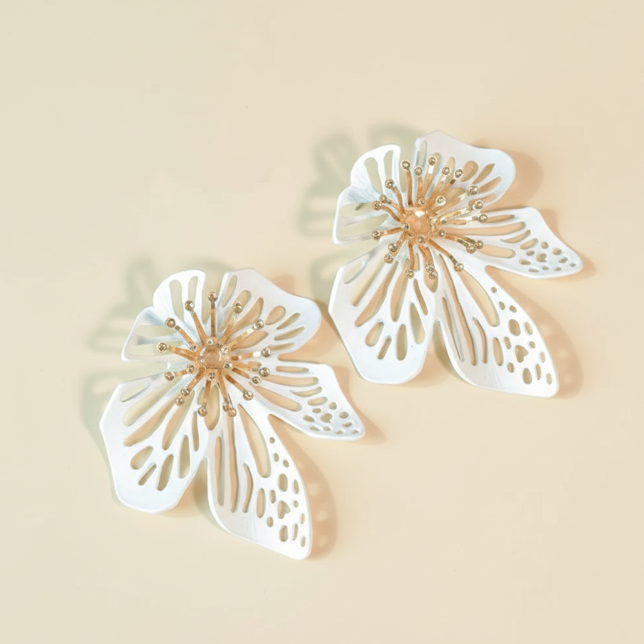White Petal Bloom Earrings