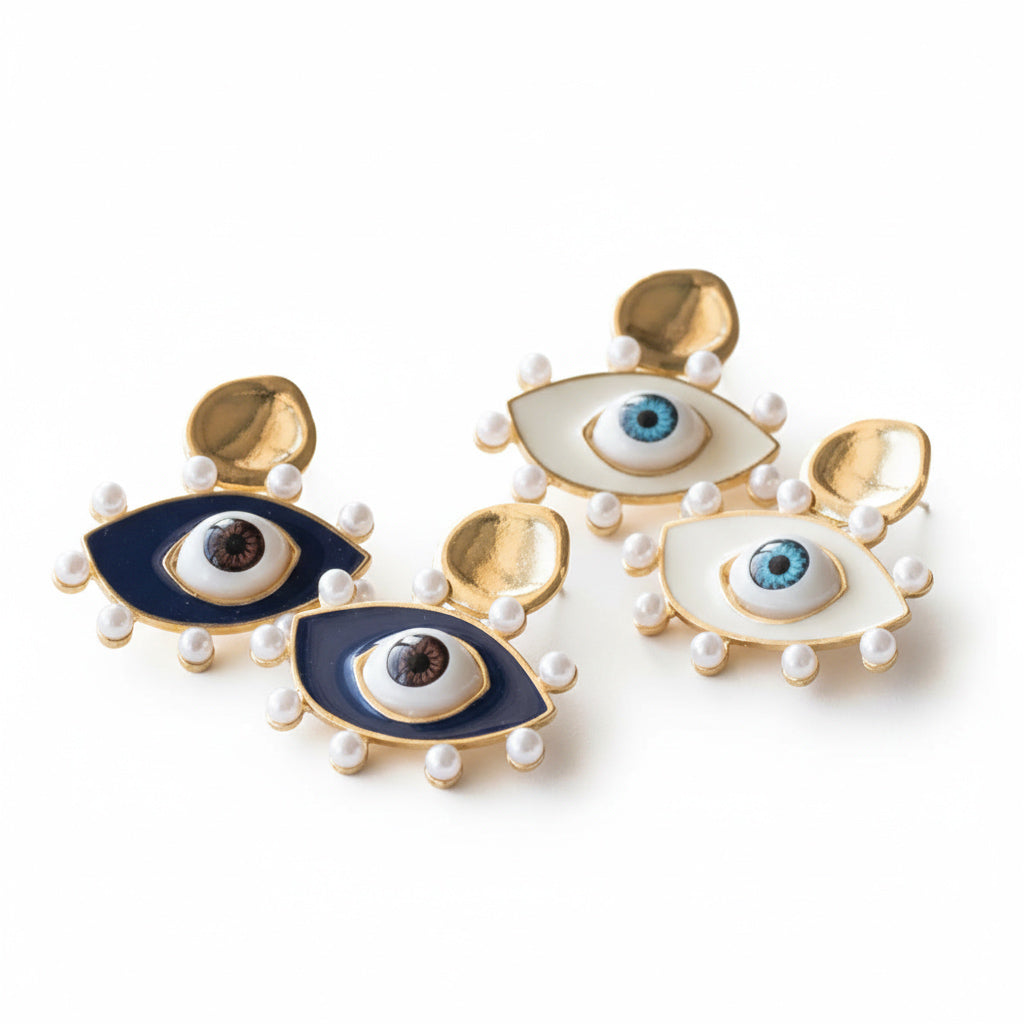 Evil Eye Pearl Earrings