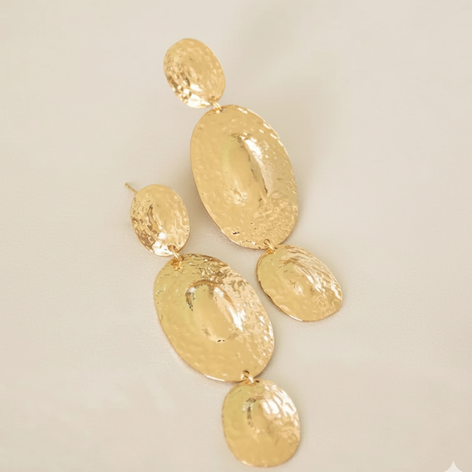 Spiral Groovy Oval Statement Earrings