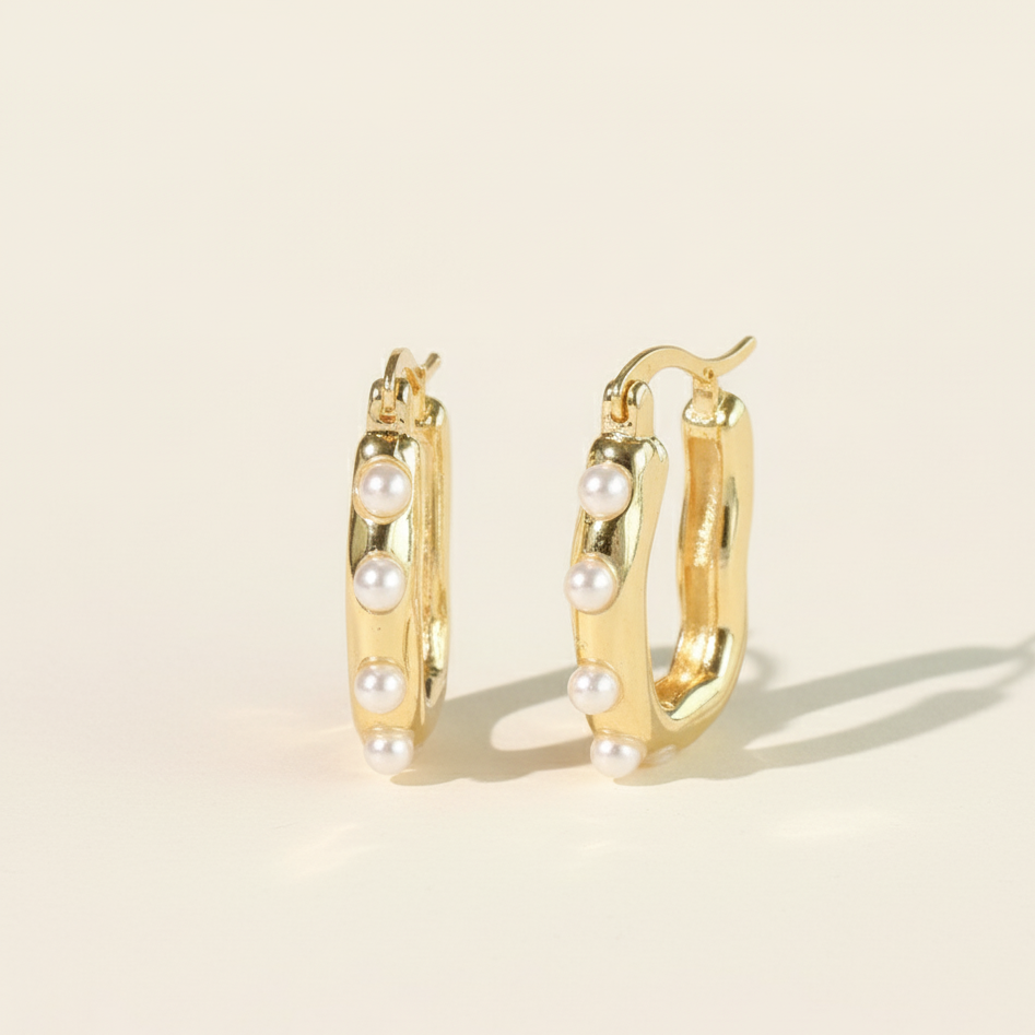 Pearl Lined Hoops
