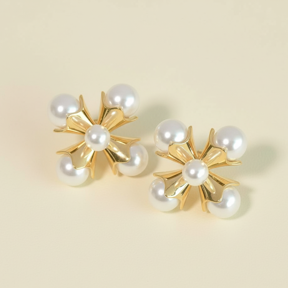 Cross Pearl Earrings