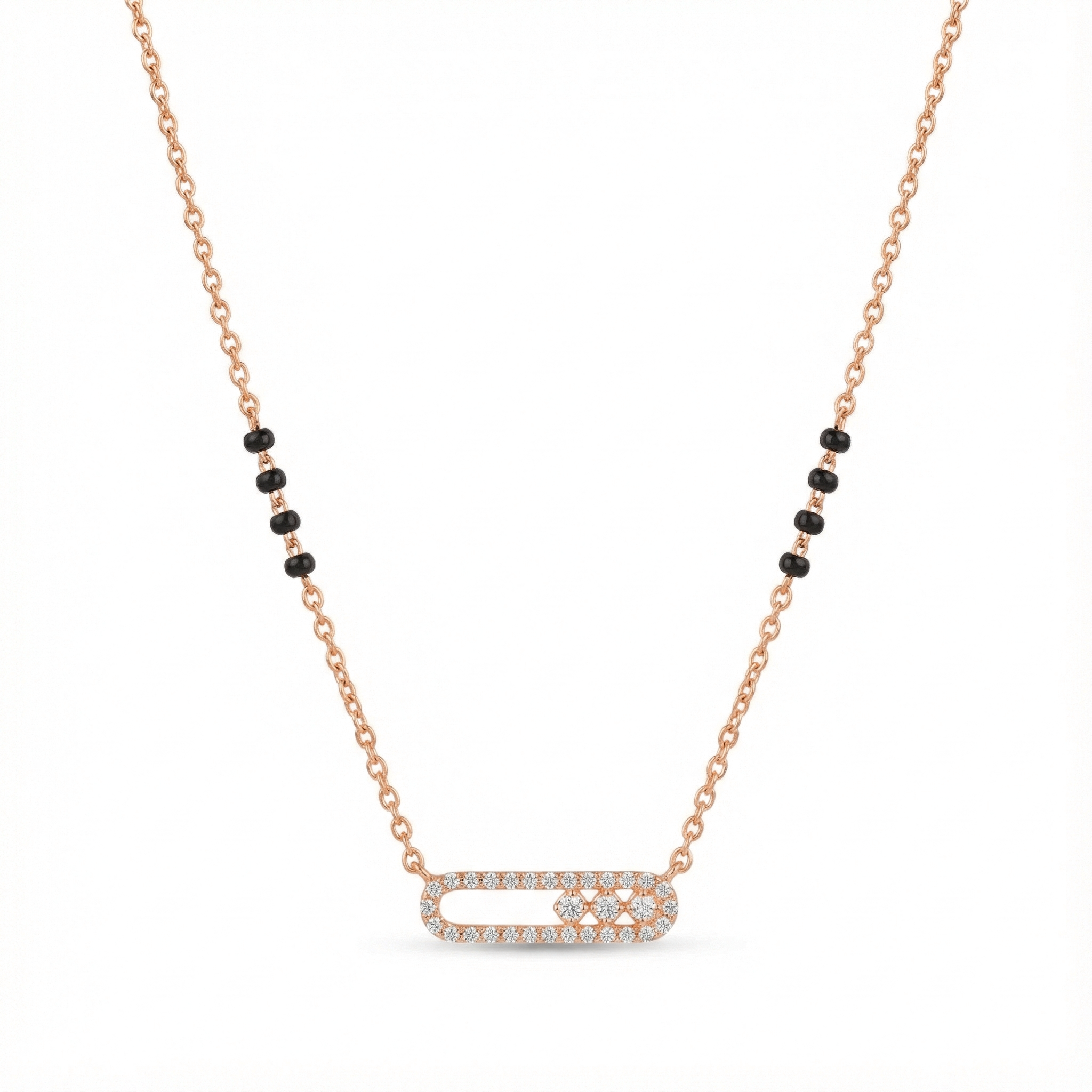 Diamond Halo Bar Mangalsutra Necklace