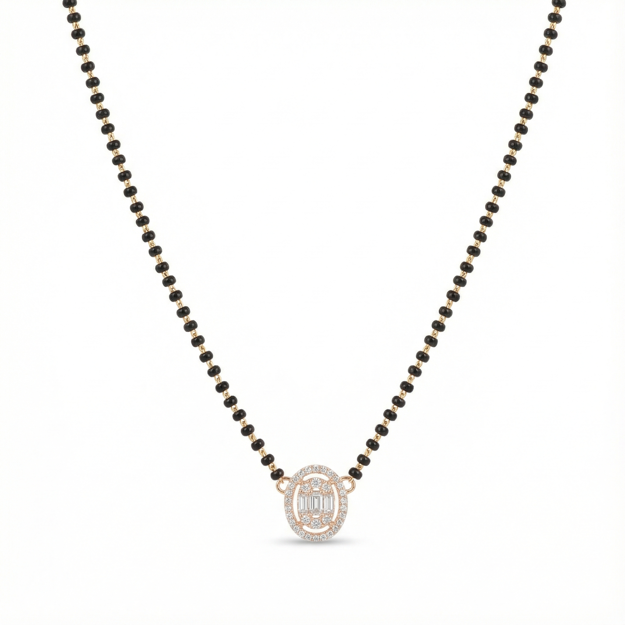 Oval Diamond Mangalsutra Necklace