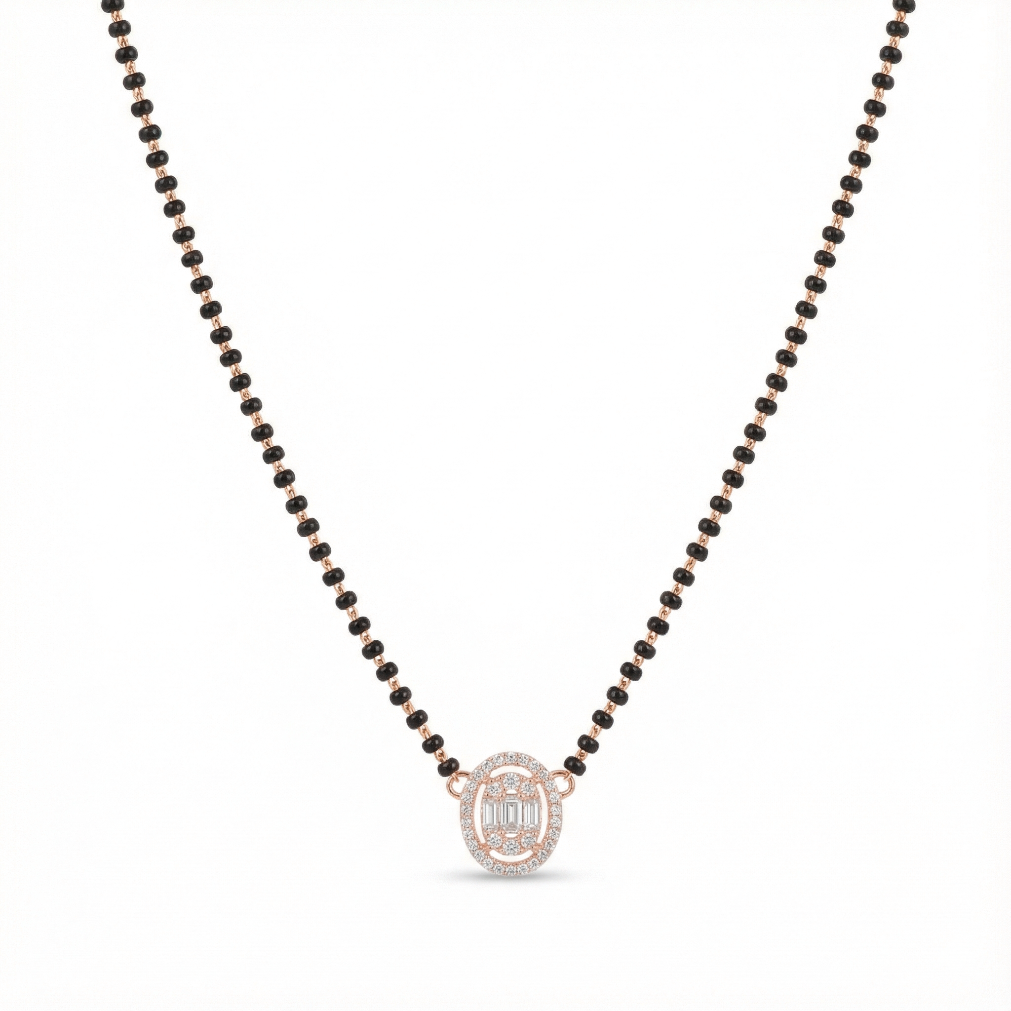 Oval Diamond Mangalsutra Necklace