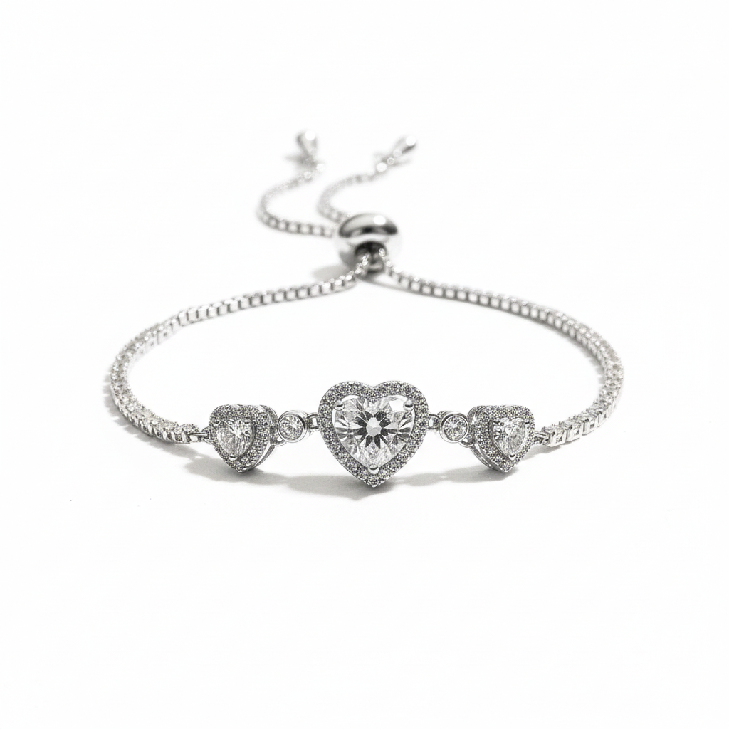 Triple Heart Tennis Bracelet