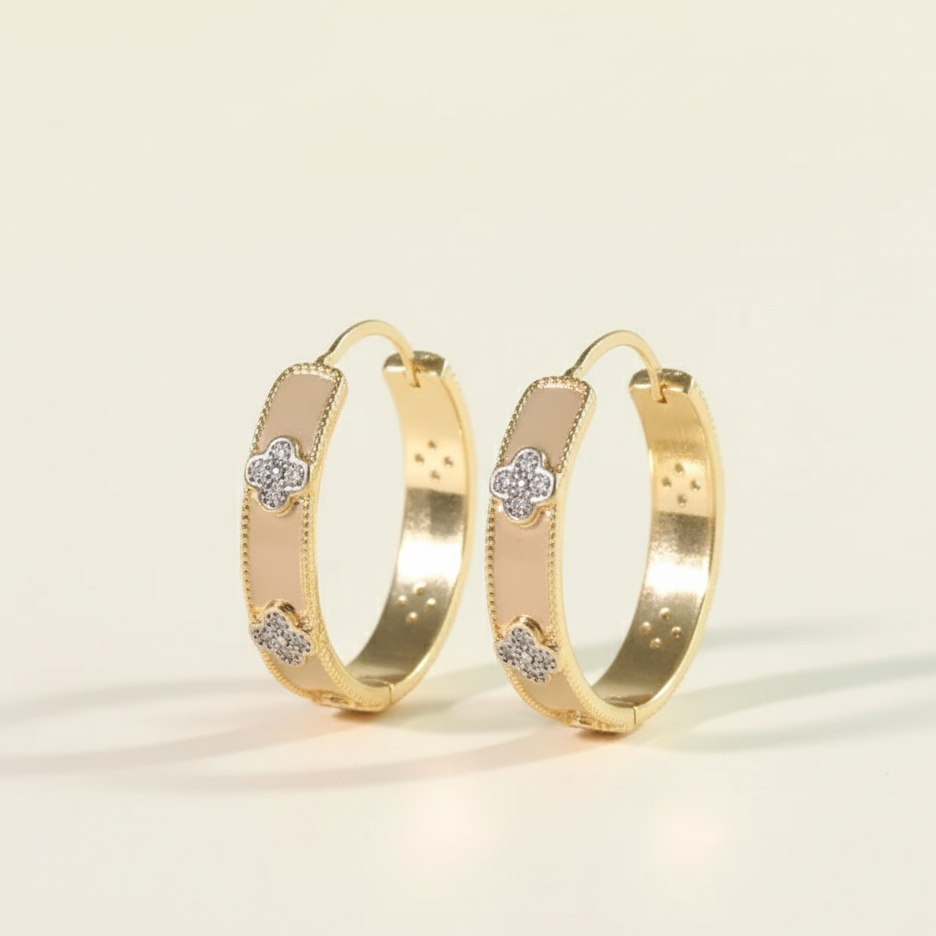 Golden Crystal Pave Hoops