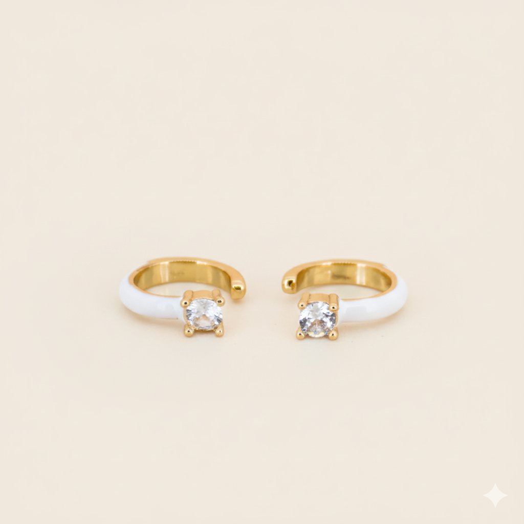White Stone Ear Cuffs