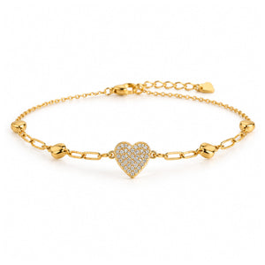 Gilded Heart Linked Anklet
