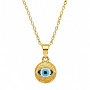 Halo Evil Eye Necklace | Anti-Tarnish | Gold Plated
