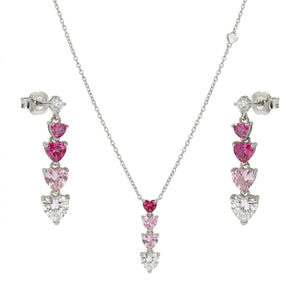 Heart Cascade 925 Sterling Silver Necklace