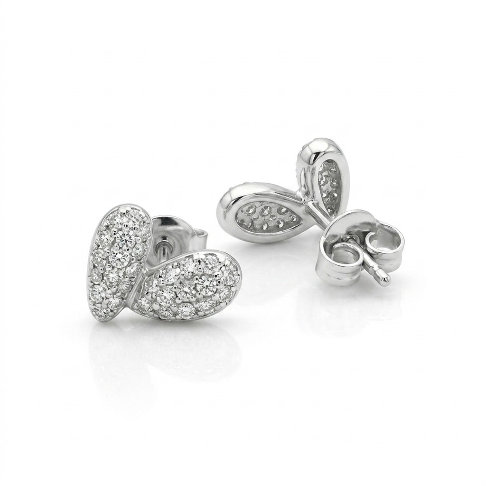 Heart Grace 925 Sterling Silver Earrings featuring a delicate open-heart design adorned with sparkling pave-set cubic zirconia stones