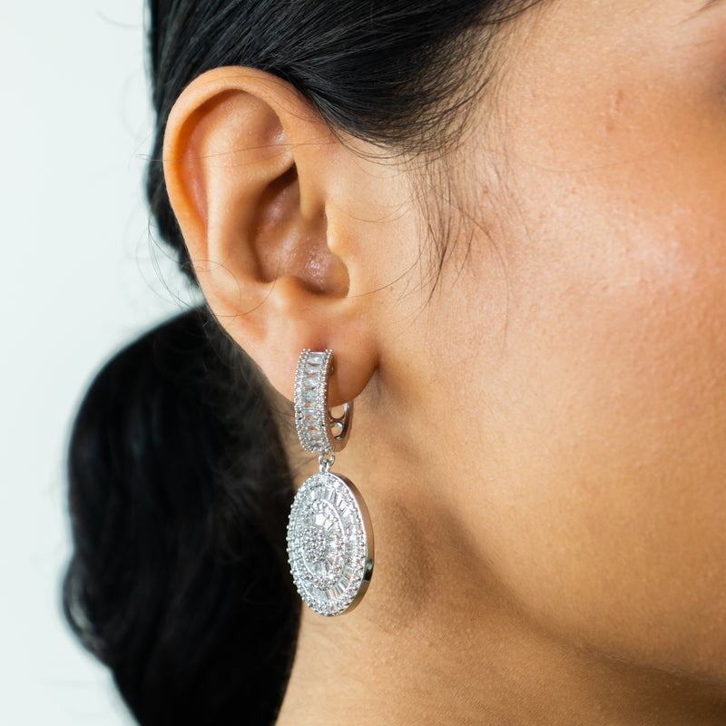 Studded Silver Sequence Earrings