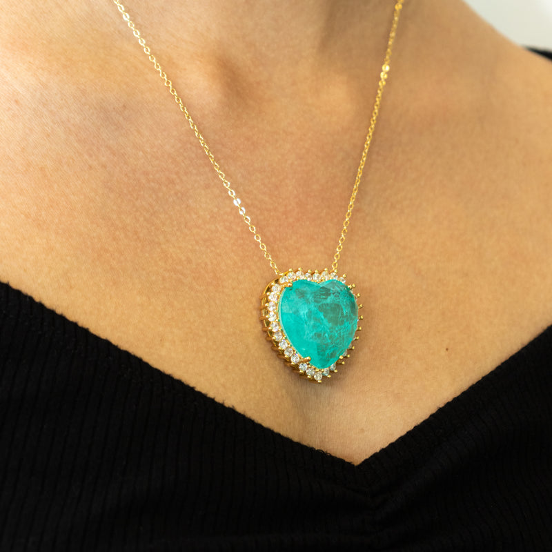 Turquoise Heart Studded  Necklace