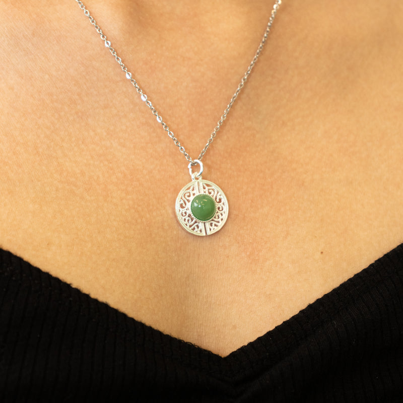 Green Stone Silver Necklace