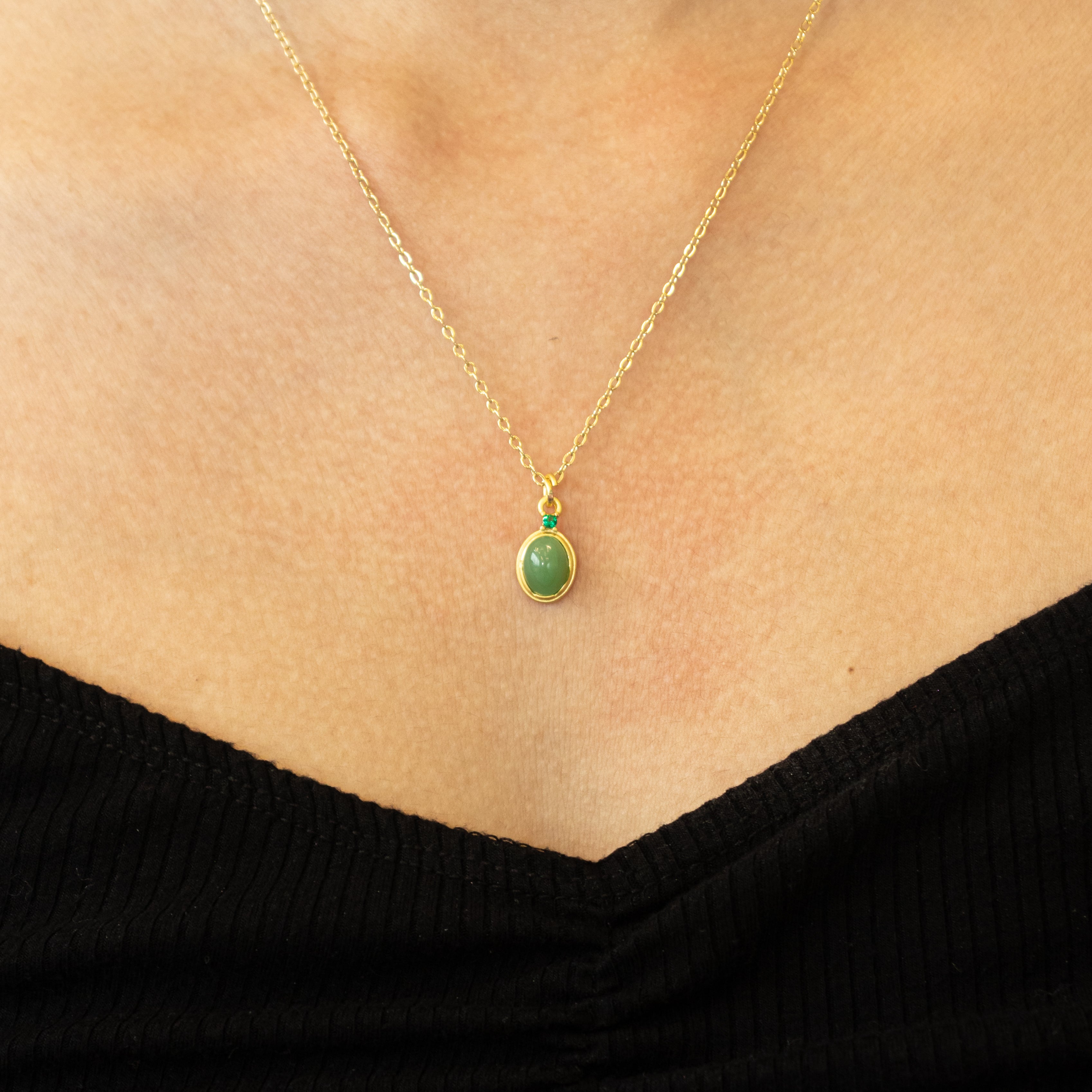 GREEN GEM CHAIN NECKLACE – Rimor Jewelry