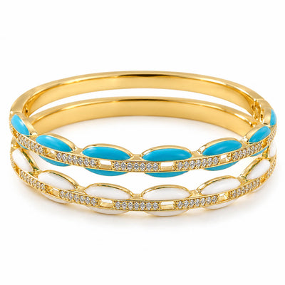 Interlinked Bangle Stack | Anti-tarnish | Gold Plated | Adjustable
