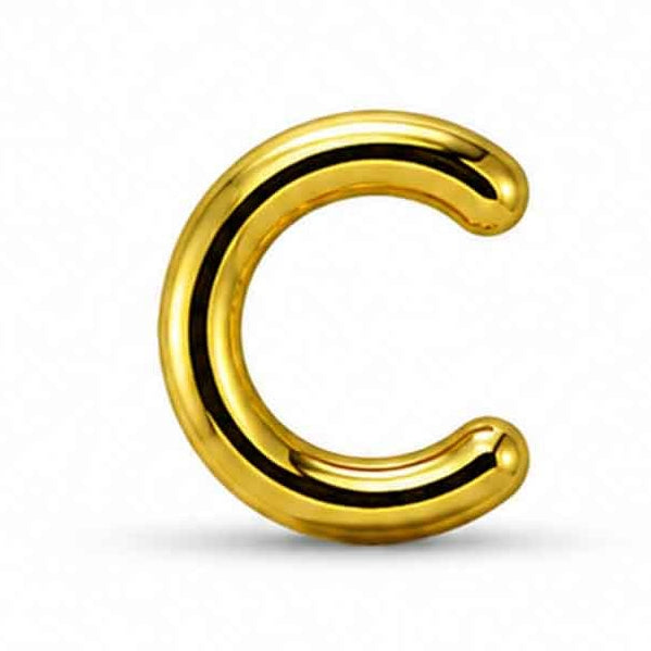 Gold-tone uppercase C letter charm with a smooth, glossy finish and rounded edges, featuring a bold and simple design. The charm is displayed against a clean white background.