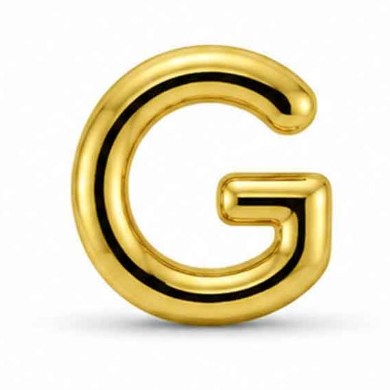 Gold-tone uppercase G letter charm with a smooth, glossy finish and rounded edges, featuring a bold and simple design. The charm is displayed against a clean white background.