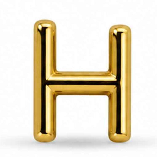 Gold-tone uppercase H letter charm with a smooth, glossy finish and rounded edges, featuring a bold and simple design. The charm is displayed against a clean white background.