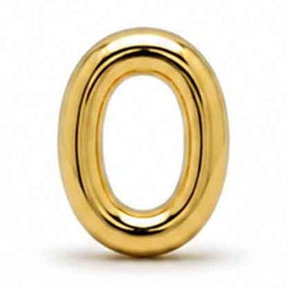 Gold-tone uppercase O letter charm with a smooth, glossy finish and rounded edges, featuring a bold and simple design. The charm is displayed against a clean white background.