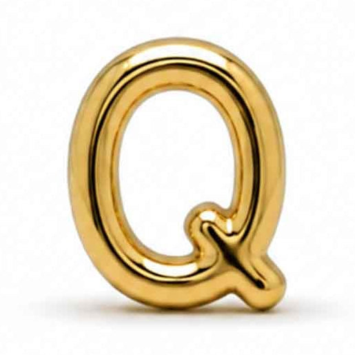 Gold-tone uppercase Q letter charm with a smooth, glossy finish and rounded edges, featuring a bold and simple design. The charm is displayed against a clean white background.