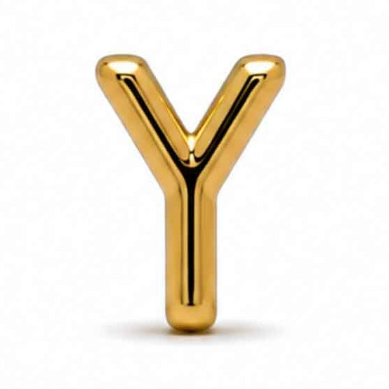 Gold-tone uppercase Y letter charm with a smooth, glossy finish and rounded edges, featuring a bold and simple design. The charm is displayed against a clean white background.