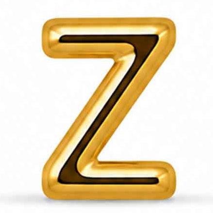 Gold-tone uppercase Z letter charm with a smooth, glossy finish and rounded edges, featuring a bold and simple design. The charm is displayed against a clean white background.