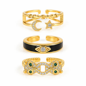 Midnight Aura Stack | Anti-tarnish  | Gold-plated