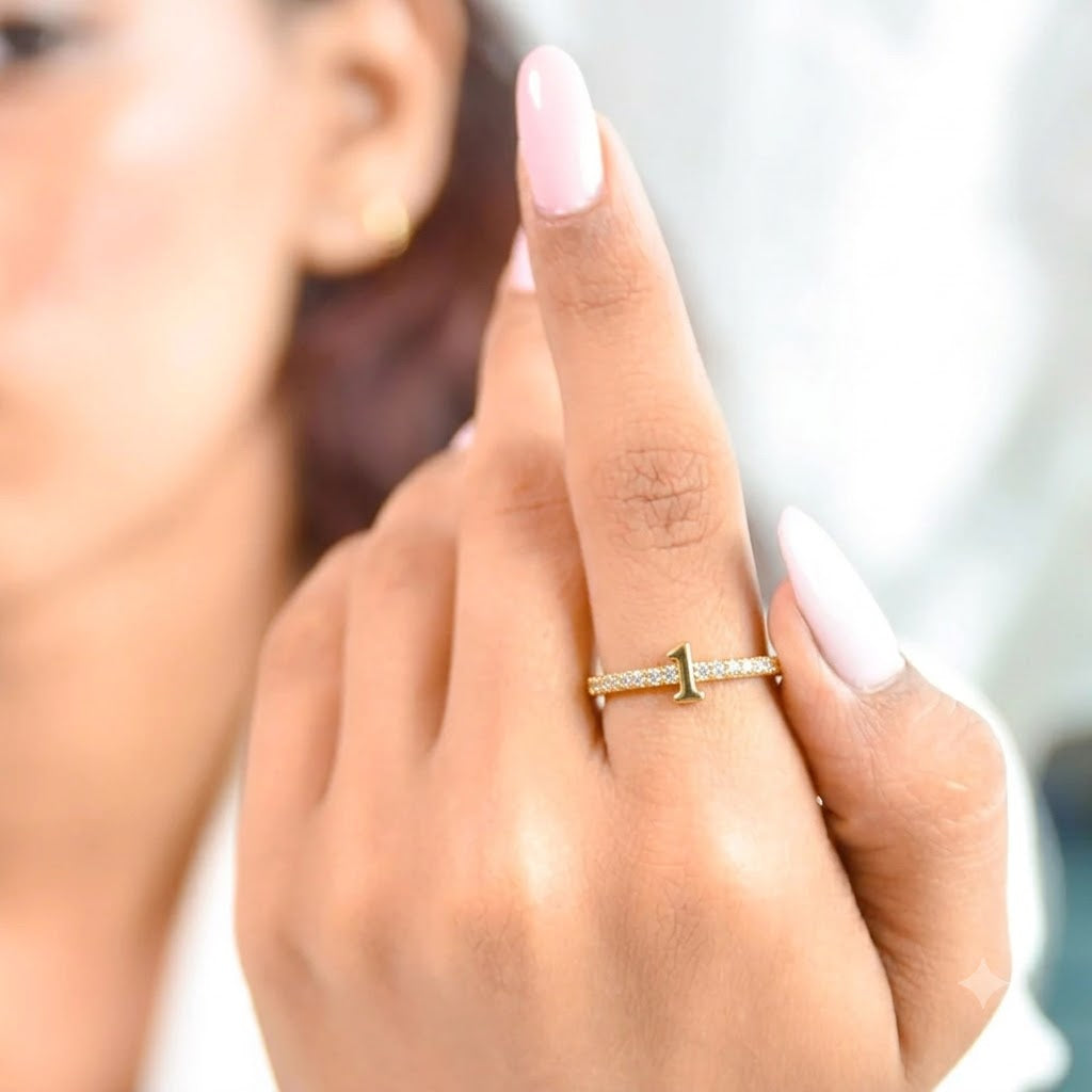 Personalized Number Ring | Anti-Tarnish | Adjustable