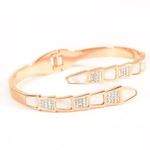 Mother of Pearl Snake Bangle | Anti-tarnish | Gold Plated | Openable