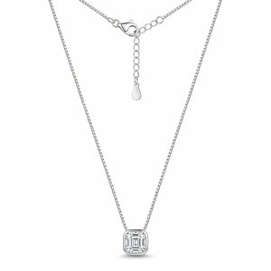 Nova Square Solitaire 925 Sterling Silver Necklace