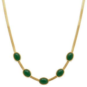 Retro Jade Choker Necklace  | Anti-tarnish | Adjustable