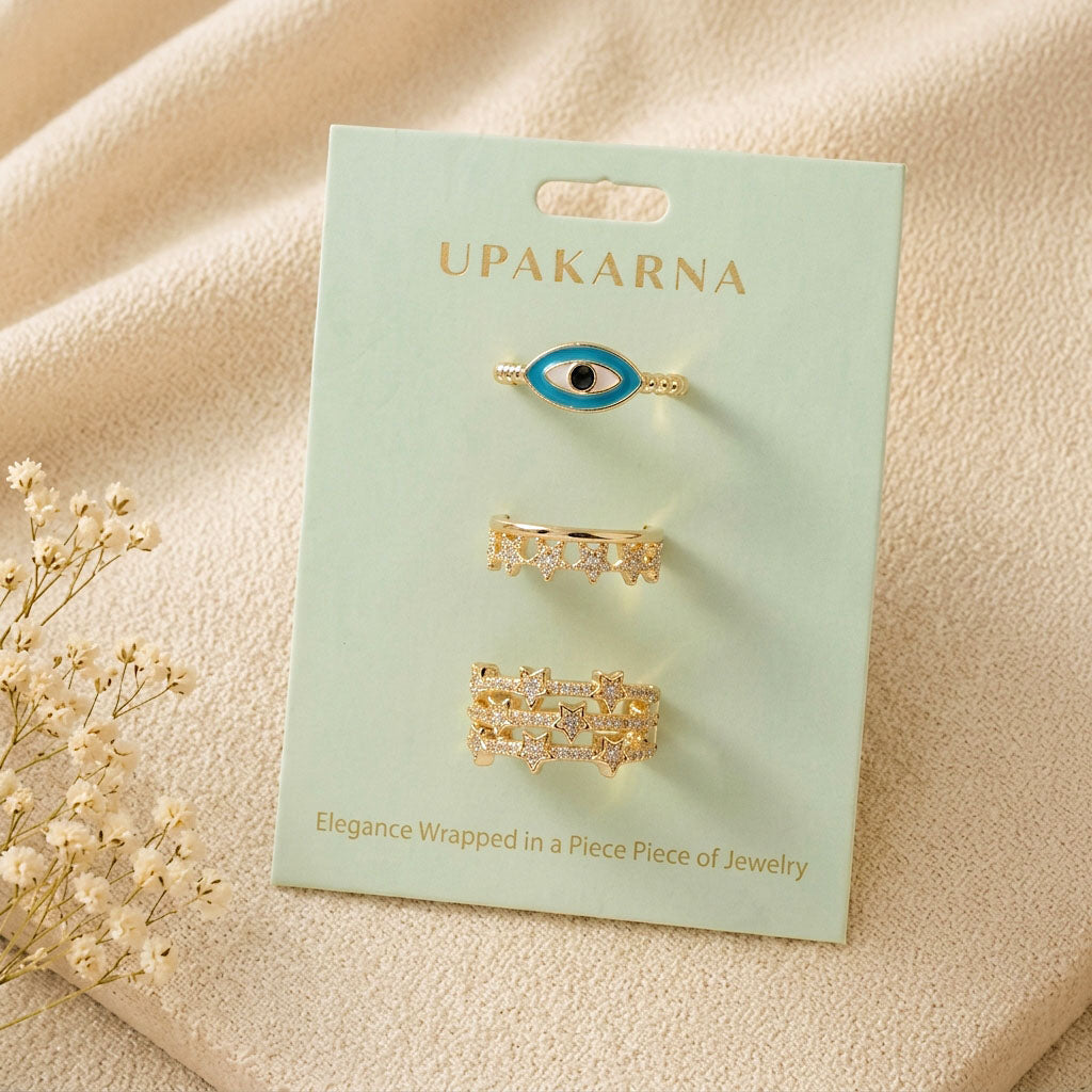 Evil Eye Stardust Ring Stack