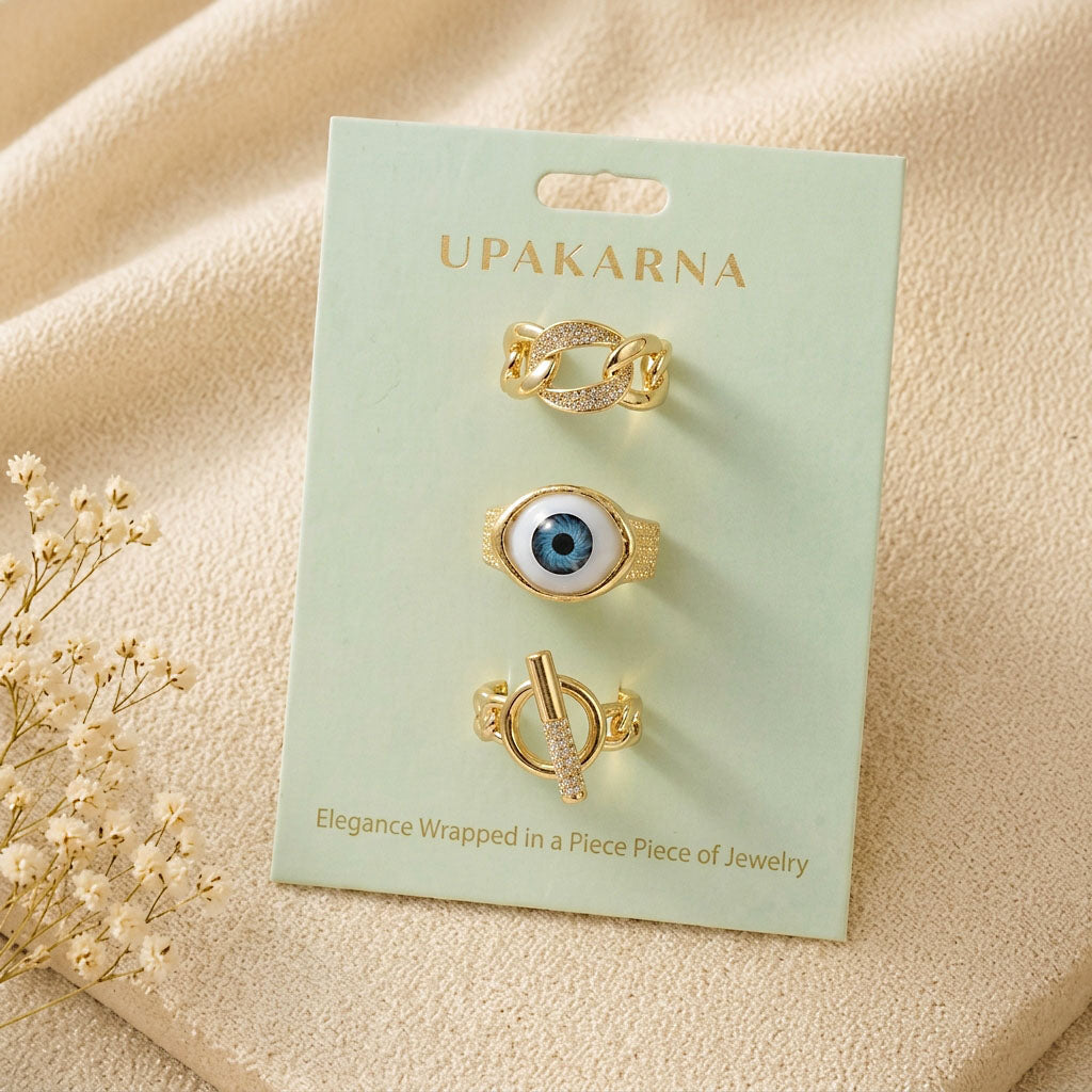 Evil Eye Aura Ring Stack (40% OFF)