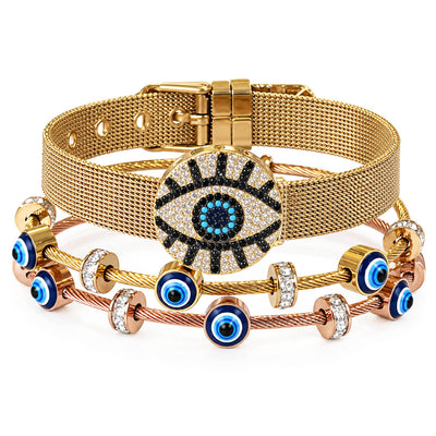 Signature Evil Eye Bangle Stack | Anti-tarnish