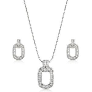 Sleek Crystal Link Necklace Gift Set | Anti-Tarnish | Gold Plated