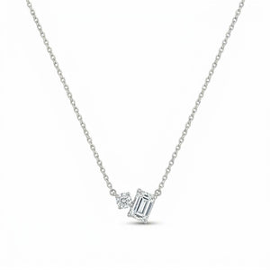 Solitaire Duo 925 Sterling Silver Necklace