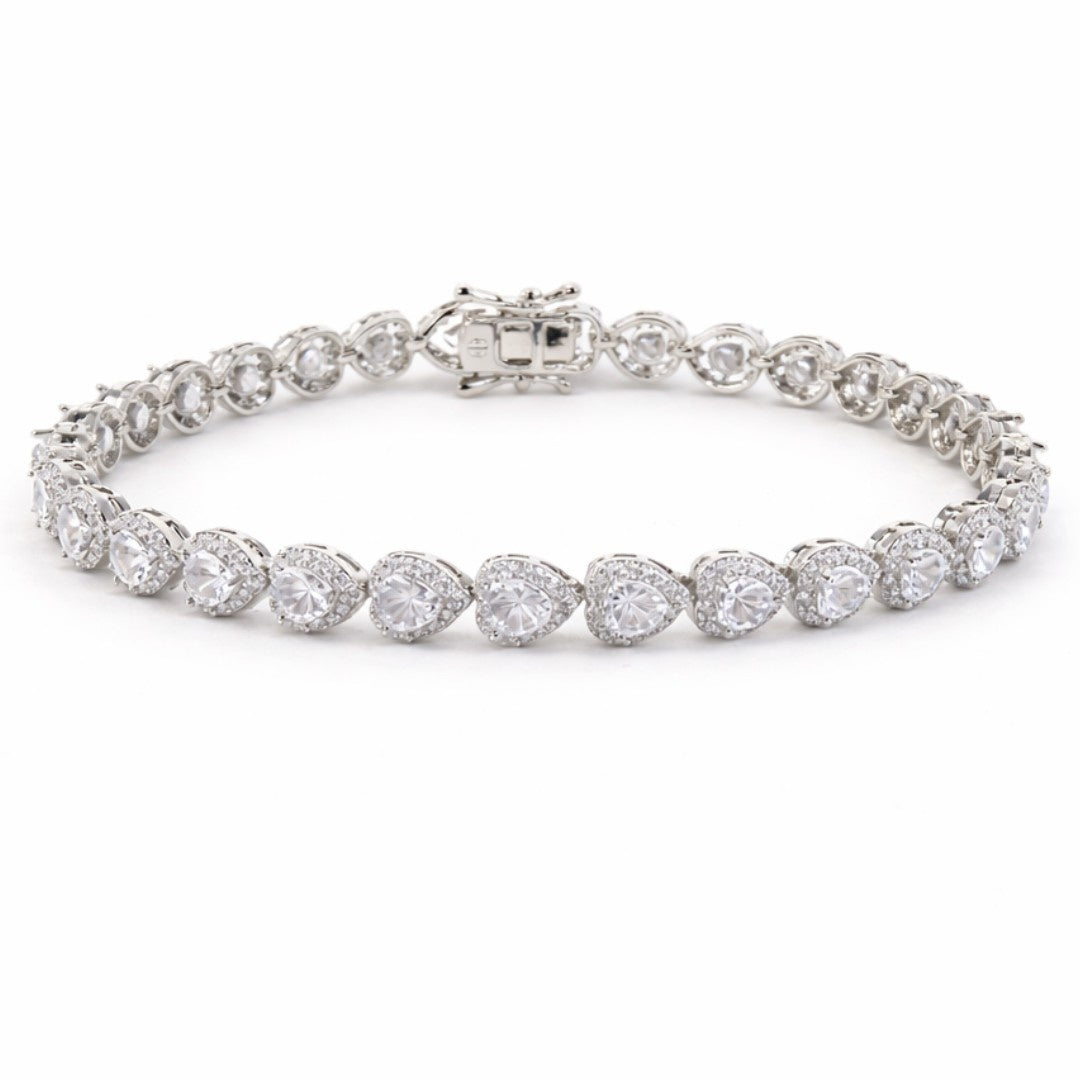 Sweetheart bracelet with heart stones and continuous sparkle design