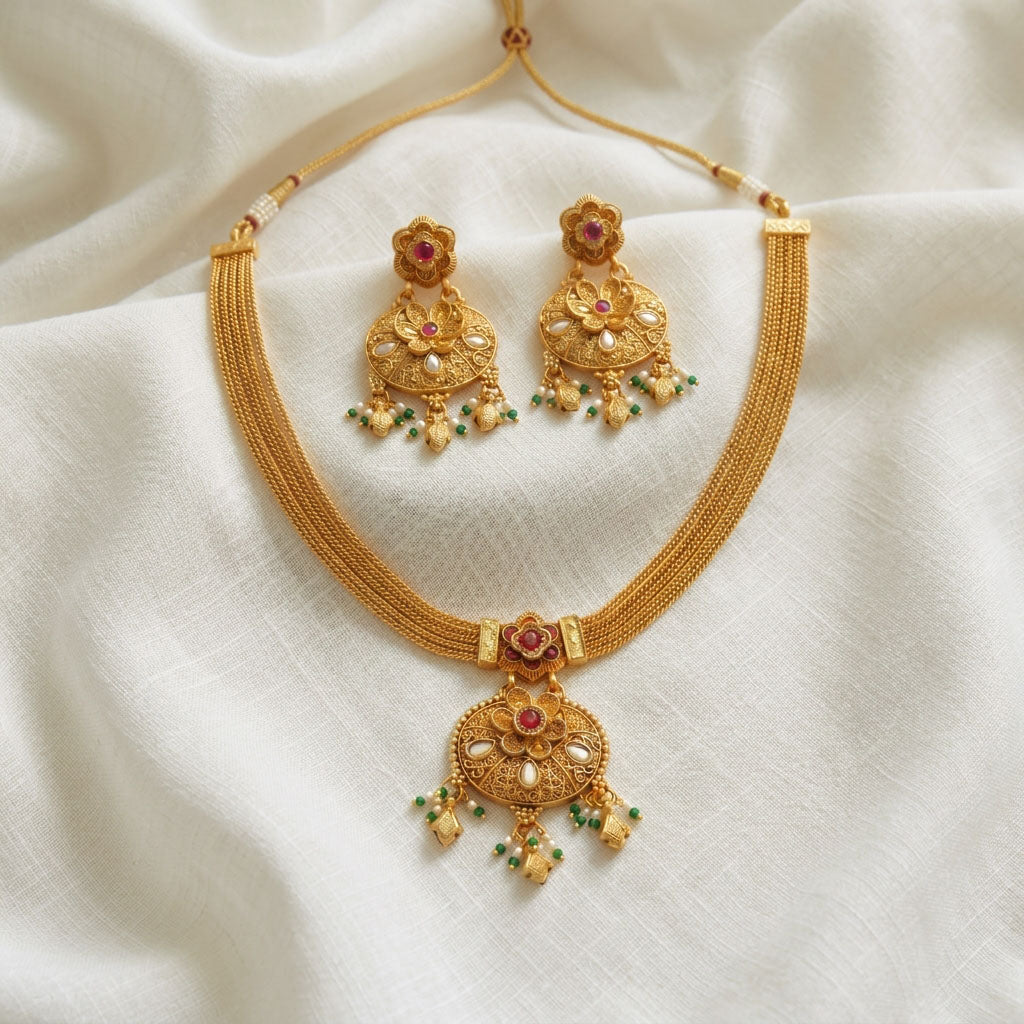 The Golden Orchid Necklace Set