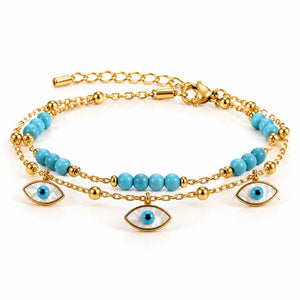 Blue Stone Layered Anklet