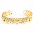 Twisted Tango Studded Link Bangle | Anti-tarnish | Gold Plated | Open Top Bangle