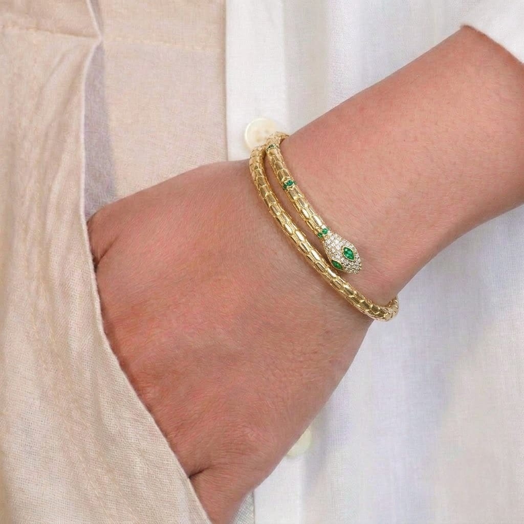 Gold Twist Snake Cuff Bangle | Anti-tarnish | Adjustable