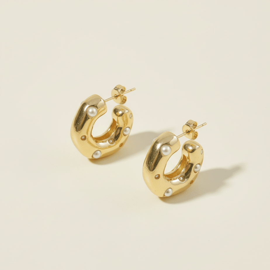 Abstract Pearl Hoop Earring - Upakarnaproduct_type