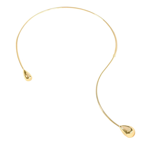 Abstract Wave Necklace, golden