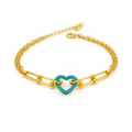 Aqua Heart Link Bracelet