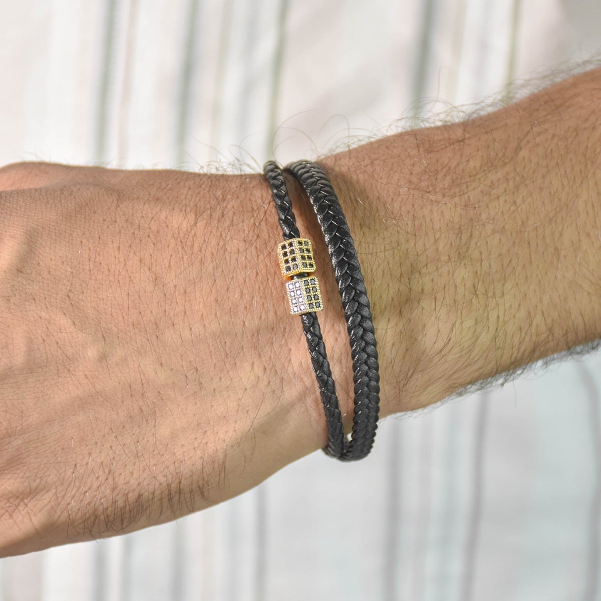 Braided Onyx Mens Bracelet - Upakarnaproduct_type