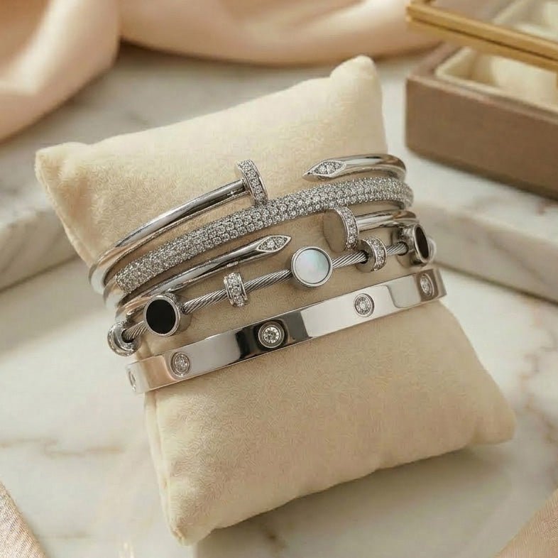 Celestial Silver Bangle Stack - Upakarnaproduct_type